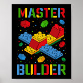 Hoofd Bouwer Kinder Bouwstenen Brick Builder Poster (Voorkant)