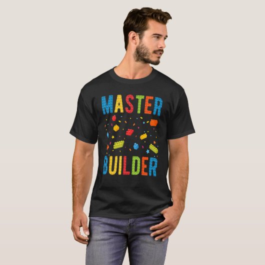 Hoofd Bouwer Kinder Bouwstenen Brick Builder T-shirt (Voorkant volledig)