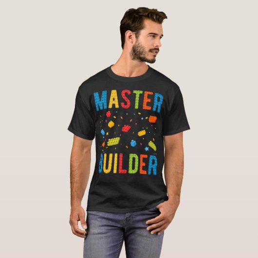 Hoofd Bouwer Kinder Bouwstenen Brick Builder T-shirt (Voorkant volledig)