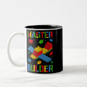 Hoofd Bouwer Kinder Bouwstenen Brick Builder Tweekleurige Koffiemok (Links)