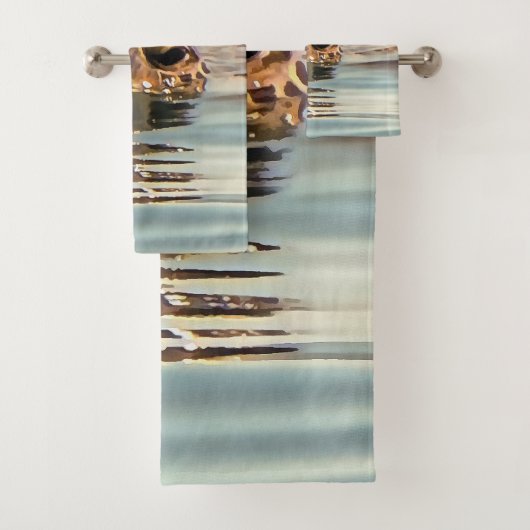 Hoofd boven de waterschildpad bad handdoek (Insitu)