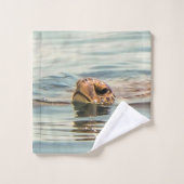 Hoofd boven de waterschildpad bad handdoek (Wasdoekje)