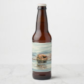 Hoofd boven de waterschildpad bier etiket (Voorkant)