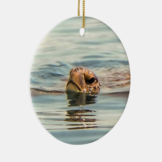 Hoofd boven de waterschildpad keramisch ornament (Rechts)