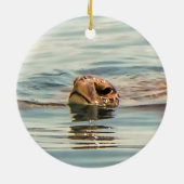 Hoofd boven de waterschildpad keramisch ornament (Achterkant)