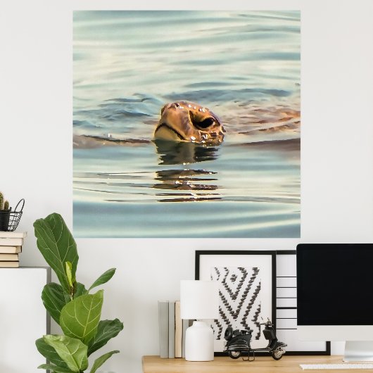 Hoofd boven de waterschildpad poster (Thuiskantoor)