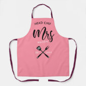 Hoofd Chef mevrouw.Year Vestiged Zalmroze Schort (Voorkant)