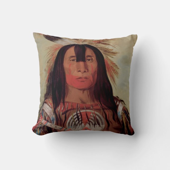 Hoofd Chief 1832 Native American MoJo Pillow Kussen (Voorkant)