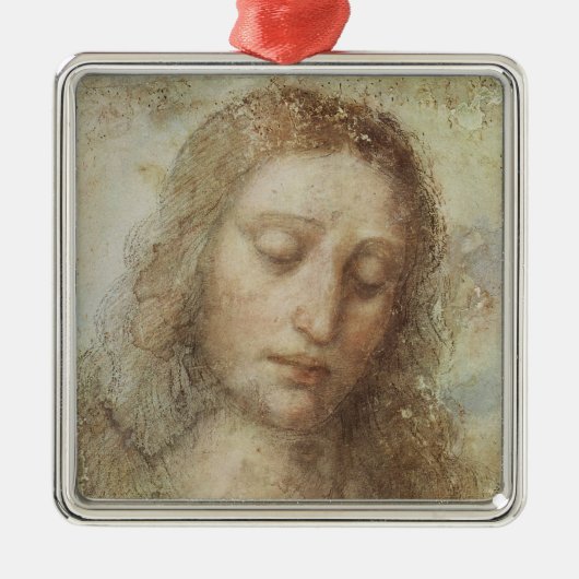 Hoofd Christus (Christendom) (Leonardo da Vinci) Metalen Ornament (Voorkant)