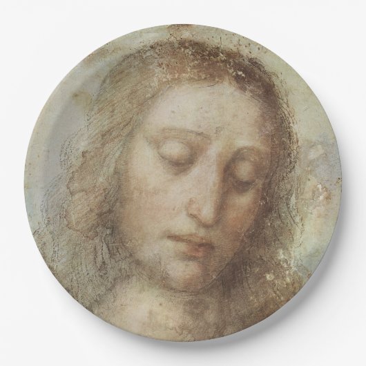 Hoofd Christus (Christendom) (Leonardo da Vinci) Papieren Bordje (Voorkant)