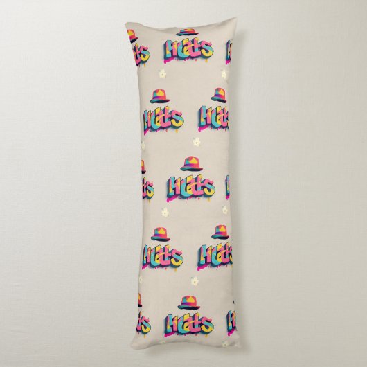 "Hoofd draait Petten" Lichaamskussen (Achterkant (Verticaal))