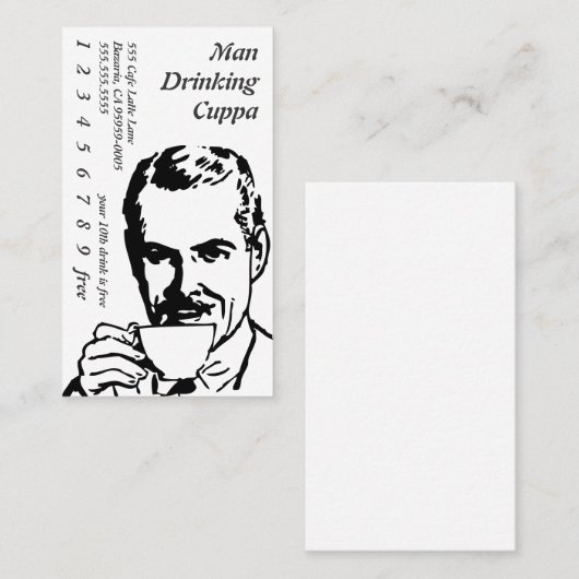 Hoofd Drink lijn Art Morning Cuppa Klantenkaartje (Voorkant / Achterkant)