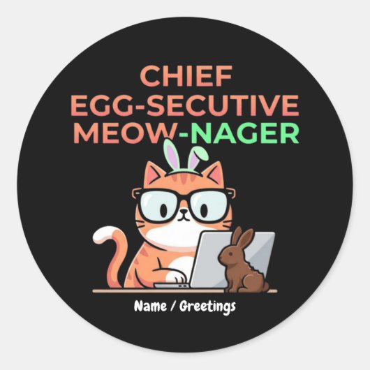 Hoofd Eicel-uitvoerend Meow-Nager Grappige Pasen K Ronde Sticker (Voorkant)