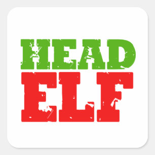 HOOFD ELF VIERKANTE STICKER