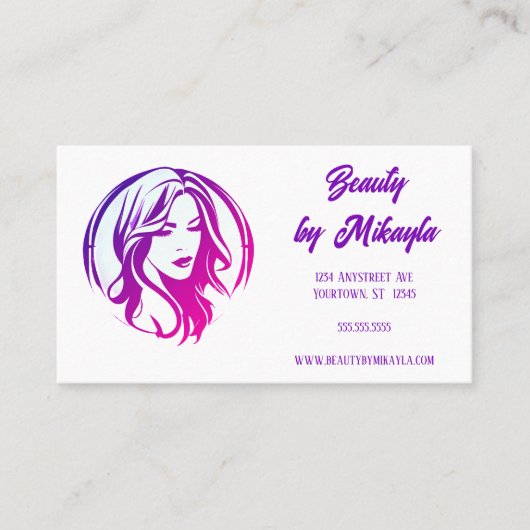 Hoofd en haar stylist salon voor vrouwen visitekaartje (Voorkant)