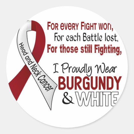 Hoofd- en halskanker Ik Draag met trots Bourgondië Ronde Sticker (Voorkant)