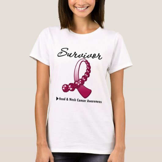 Hoofd- en nekkanker Survivor Gemstone Ribbon T-shirt (Voorkant)