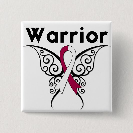 Hoofd- en nekkanker - Tribale vlinder Vierkante Button 5,1 Cm (Voorkant)