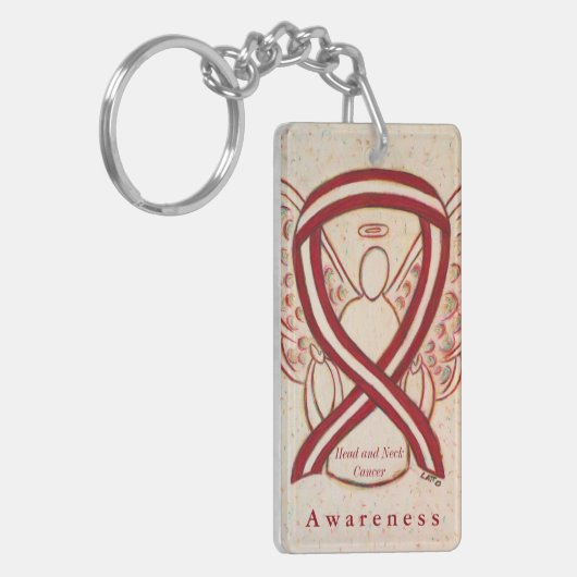 Hoofd- en nekkankerbewustzijnscrisis lint Sleutelh Sleutelhanger (Voorkant Links)