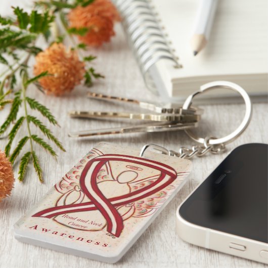 Hoofd- en nekkankerbewustzijnscrisis lint Sleutelh Sleutelhanger (Voorkant Rechts)