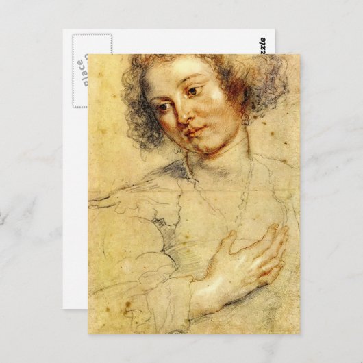 Hoofd en rechterhand van de vrouw door Peter Paul Briefkaart (Voorkant / Achterkant)