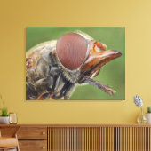 Hoofd en samengesteld oog van een zwever Fly 2 Canvas Afdruk (Insitu (Woonkamer))