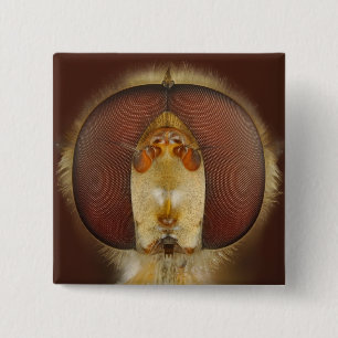 Hoofd- en samengestelde ogen van een heupvlucht vierkante button 5,1 cm