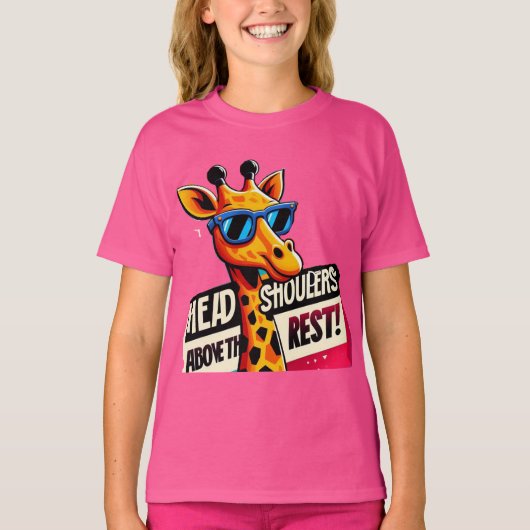 Hoofd en schouders boven de rest grappige giraffe t-shirt (Voorkant)