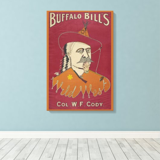 Hoofd-en-schouders portret van Buffalo Bill Canvas Afdruk (Insitu (Houten vloer))
