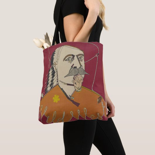 Hoofd-en-schouders portret van Buffalo Bill Tote Bag (Dichtbij)