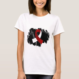 Hoofd halskanker Burgundy White Ribbon met Scribb T-shirt