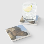 Hoofd IJslands paard, IJsland Stenen Onderzetter (Zijkant)