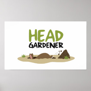 Hoofd illustratie Gardener Poster