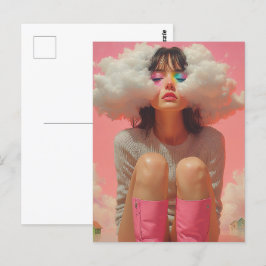 Hoofd in de surrealistische wolken briefkaart
