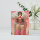 Hoofd in de surrealistische wolken briefkaart (Staand voorkant)