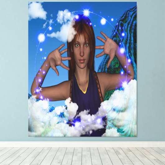 Hoofd in de wolken canvas afdruk (Insitu (Houten vloer))