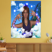 Hoofd in de wolken canvas afdruk (Insitu (Woonkamer))