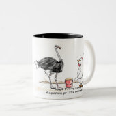 Hoofd in de zand tweekleurige koffiemok (Voorkant rechts)