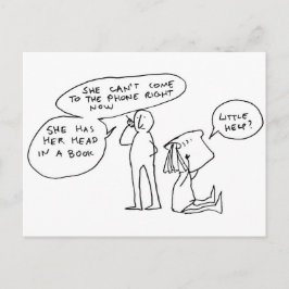 Hoofd in een boek briefkaart