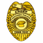 Hoofd Keukenpolitie-badge Fotobeeldje Magneet<br><div class="desc">Voor de hoofdkok- en flessenwasmachine. Een politieteken met tekstlezen "CHIEF" en "KITCHEN POLICE." Er is ook een plaats op de badge om uw eigen tekst toe te voegen. Om te dienen en te corrigeren.</div>