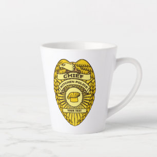 Hoofd Keukenpolitie-badge Latte Mok