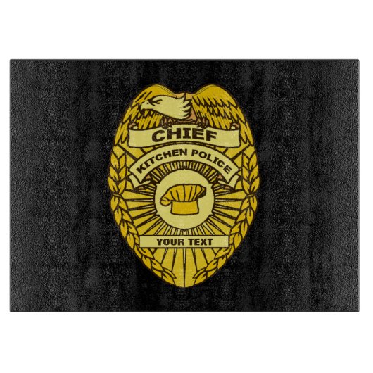 Hoofd Keukenpolitie-badge Snijplank (Voorkant)