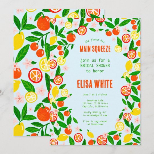 HOOFD KNUFFEL Citrus Zomer Bright BRUIDSBAD Kaart (Voorkant / Achterkant)