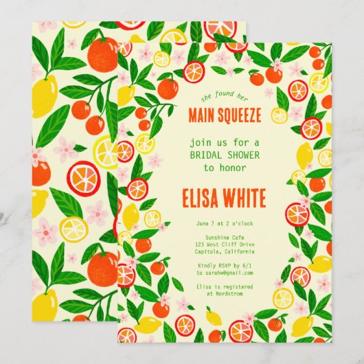 HOOFD KNUFFEL Citrus Zomer Bright BRUIDSBAD Kaart (Voorkant / Achterkant)