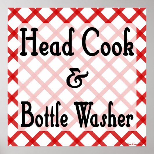 Hoofd Kok en Fles Washer Keuken Print (Voorkant)