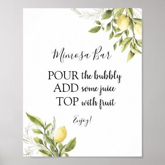 Hoofd Lemon Mimosa Bar Drinkbord Poster (Voorkant)