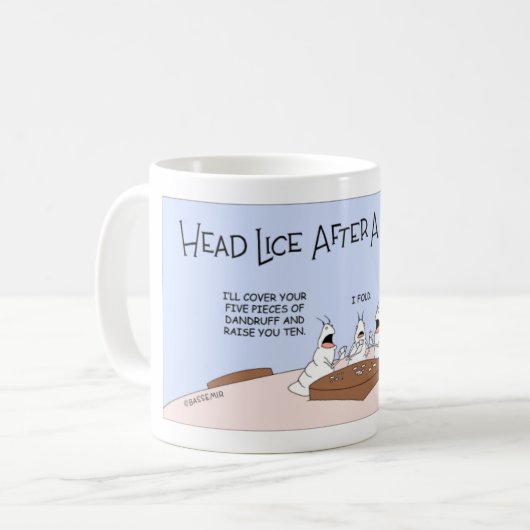 Hoofd luizen na het snijden koffiemok (Voorkant links)