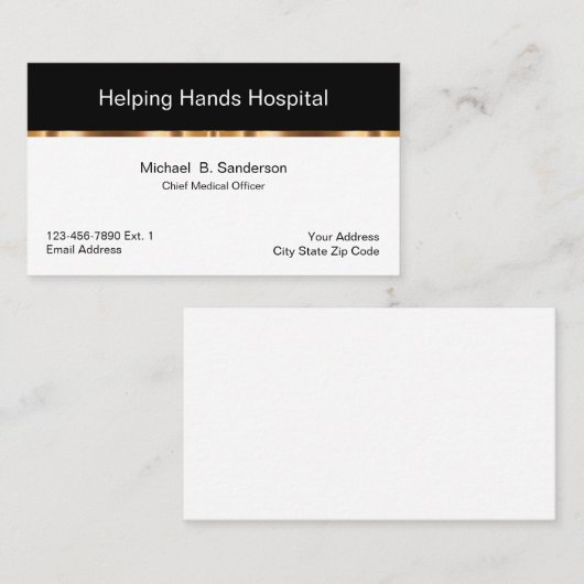 Hoofd medische staf van het ziekenhuis van Classy Visitekaartje (Voorkant / Achterkant)