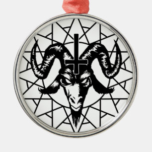 Hoofd met Chaos Star (zwart) Metalen Ornament