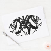 Hoofd met Chaos Star (zwart) Ovale Sticker (Envelop)